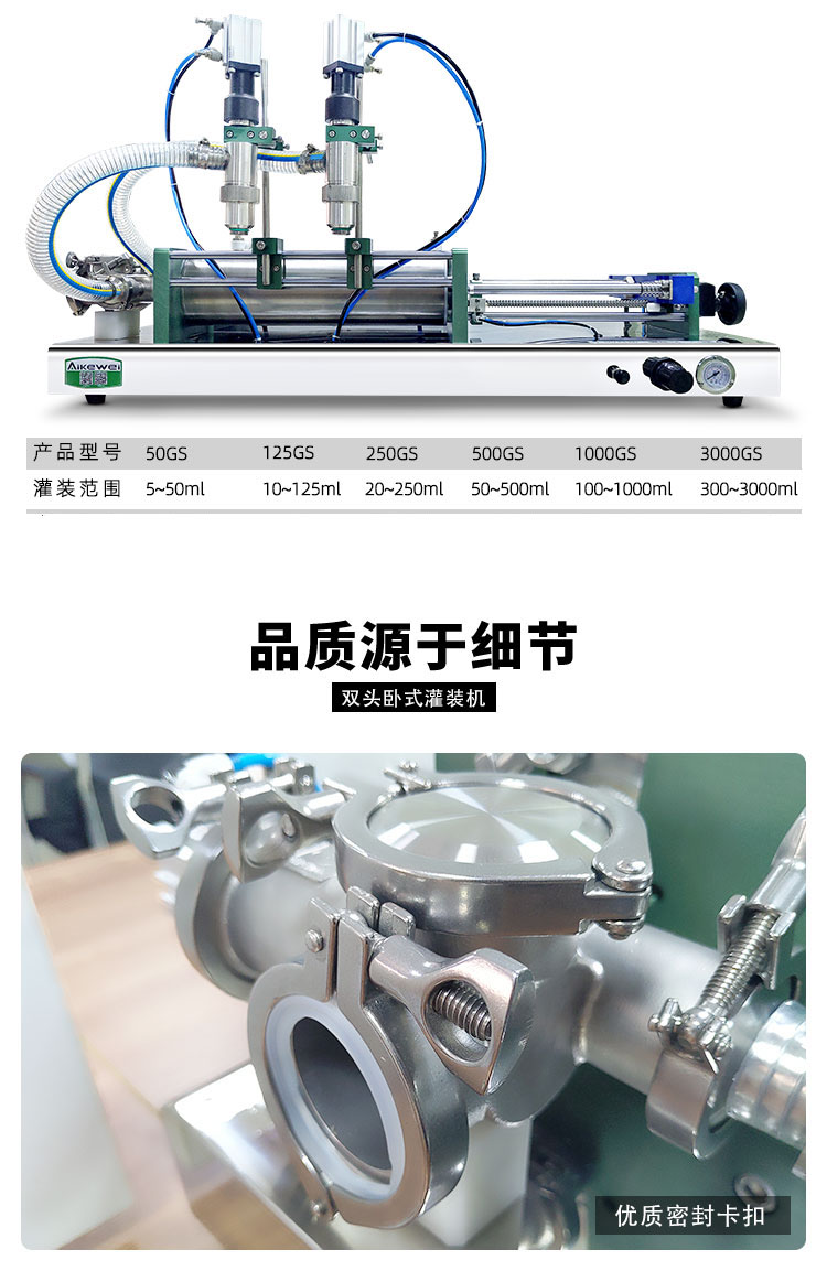 AKWGZJ-5000GS-半自動(dòng)雙頭臥式膏液灌裝機