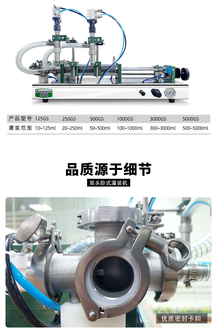 AKWGZJ-500GS-半自動(dòng)雙頭臥式膏液灌裝機